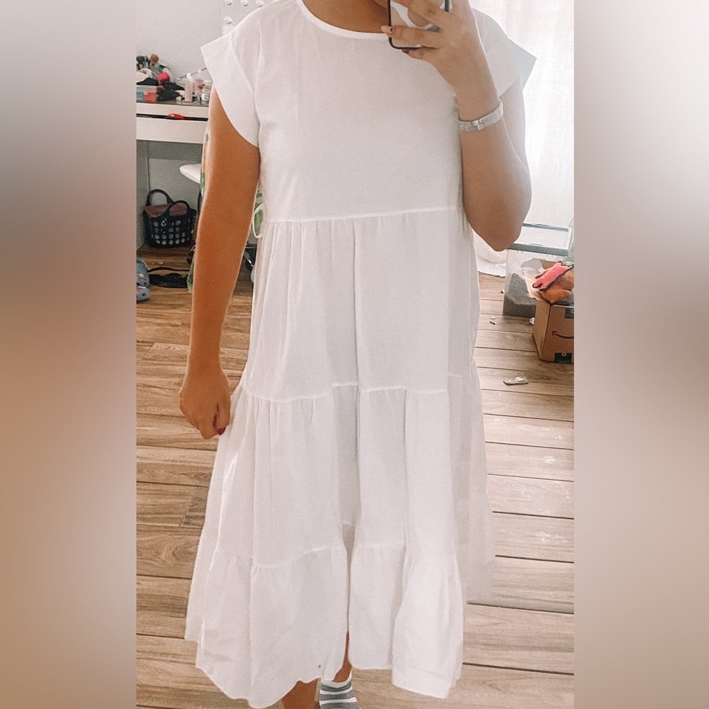 WHITE MIDI DRESS